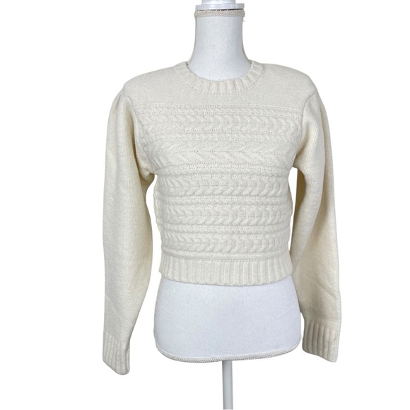 For Love & Lemons Dominique Shoulder Pad Sweater In Ivory Size XSmall - Picture 11 of 15